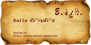 Balla Árpád névjegykártya